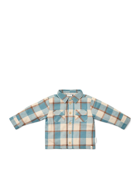Tricou Pentru Copii Mânecă Lungă Stone Blue Check