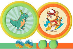 Interactive Frisbee Set Flippy Children 2 Elastic Paddles 30 Cm Diameter 4 Balls Ages 3+ Cartoon Design Multicolor