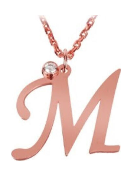 Personal Jewel Halskette Monogramm mit Rosa Vergoldung mit Diamant Rosa