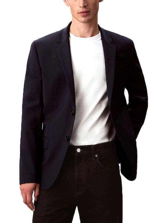 Calvin Klein Χειμερινό Ανδρικό Σακάκι με Στενή Εφαρμογή Μπλε