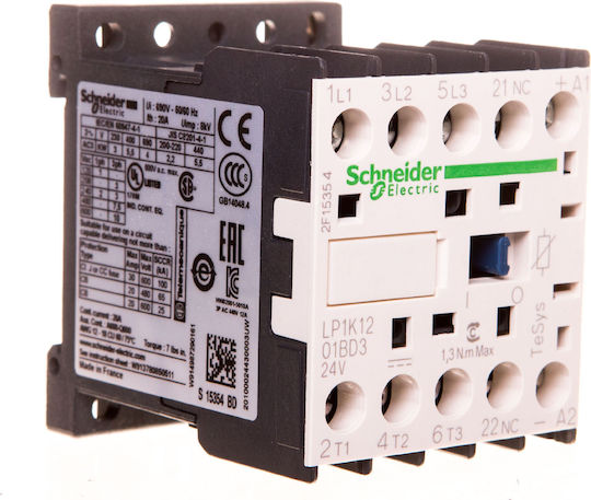 Schneider Electric Ρελέ Ράγας Ισχύος 12A Τριπολικό με Τάση 24V