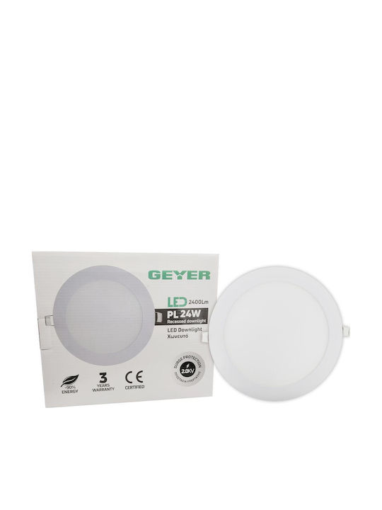 Geyer Χωνευτό LED Panel 24W με Θερμό Λευκό Φως 3000K