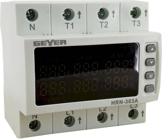 Geyer Three-phase Voltage Monitor Rail Digital HRN-363A