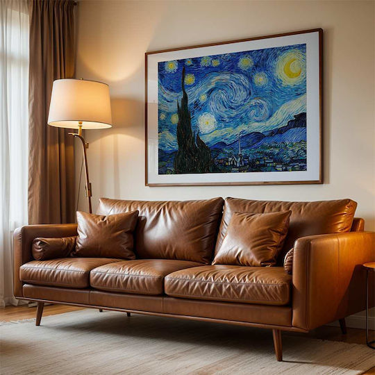 Плакат Van Gogh Starry Night Art105 50см X 70см Бяла Дървена Рамка