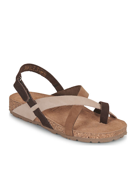 Yokono Jerba Damen Flache Sandalen Braun