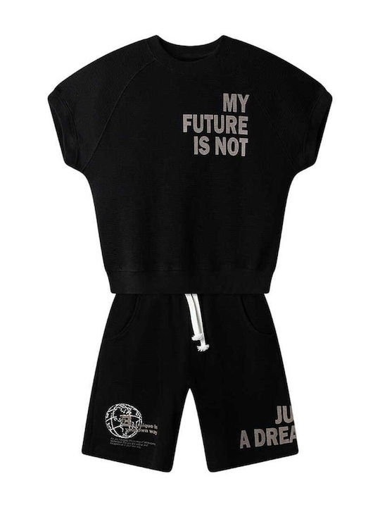 Nek Kids Wear Παιδικό Σετ με Σορτς Μαύρο 2τμχ