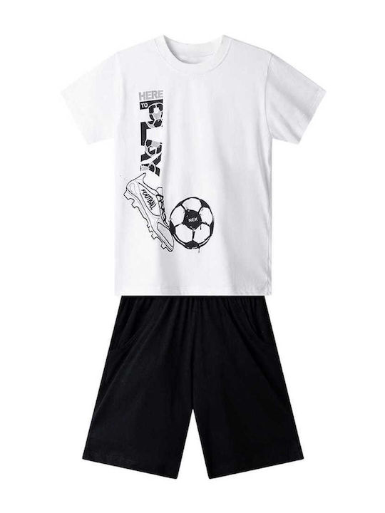Nek Kids Wear Παιδικό Σετ με Σορτς Λευκό-μαύρο 2τμχ