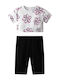 Kids Set with Leggings Summer 2 Pieces White-Black