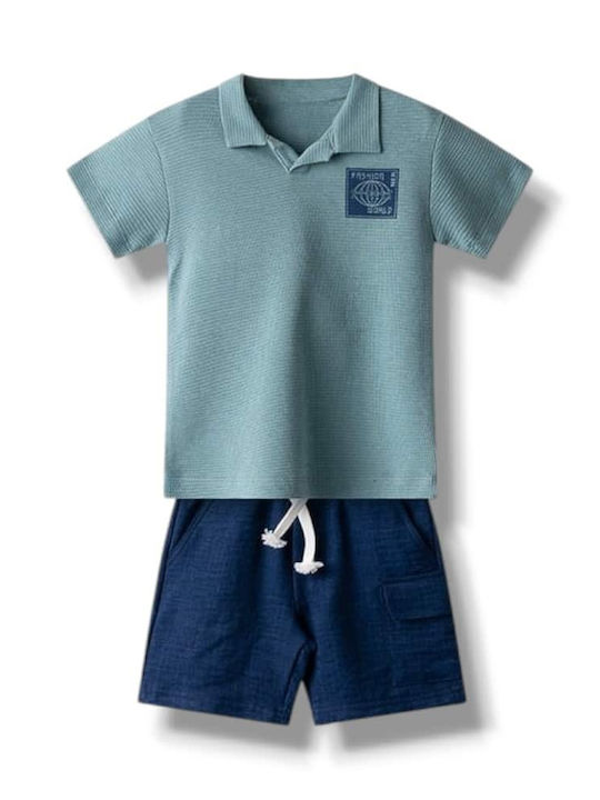 Nek Kids Wear Kinderbekleidungsset mit Shorts Elia Blau 2Stück