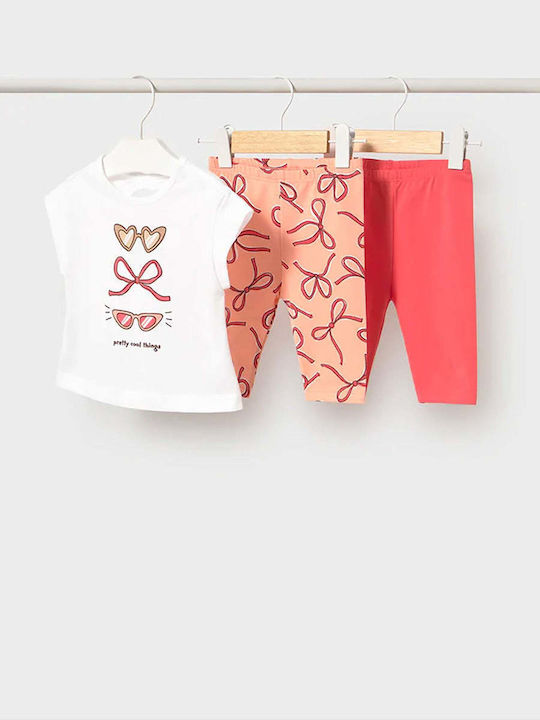 Kids Set with Leggings Summer 3 Pieces Coral