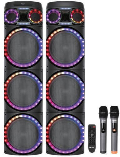 Elekom Karaoke Speaker With Wireless Microphones And Lighting Effects EK-3124XB Black