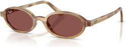 Ray Ban Beige Sunglasses With Horn-Rimmed Frame