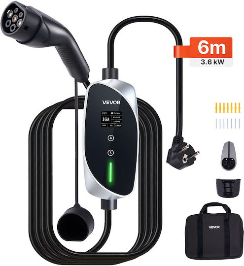 Vevor Portable Single Phase Charging Station 3.6kW with Built-in Type 2 Cable OGBXCDQPM36K4SFRT001V2