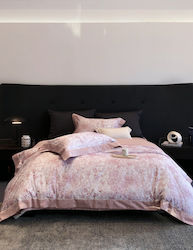 Σετ Παπλωματοθήκη Υπέρδιπλη 220x240cm 2 Μαξιλαροθήκες & 1 Σεντόνι Ροζ
