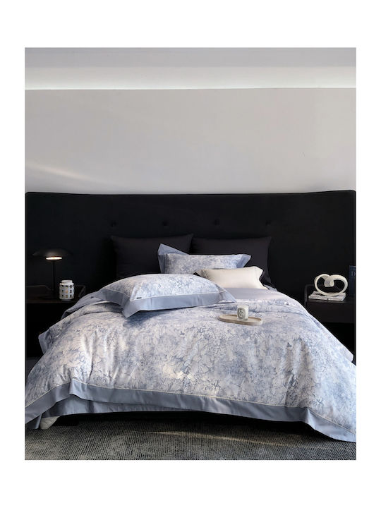 Double Duvet Cover Set 220x240cm 2 Pillowcases & 1 Blue Bed Sheet