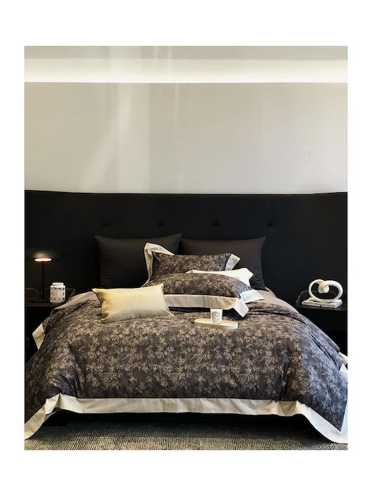 Σετ Παπλωματοθήκη Υπέρδιπλη 220x240cm 2 Μαξιλαροθήκες & 1 Σεντόνι Ανθρακί Γκρι