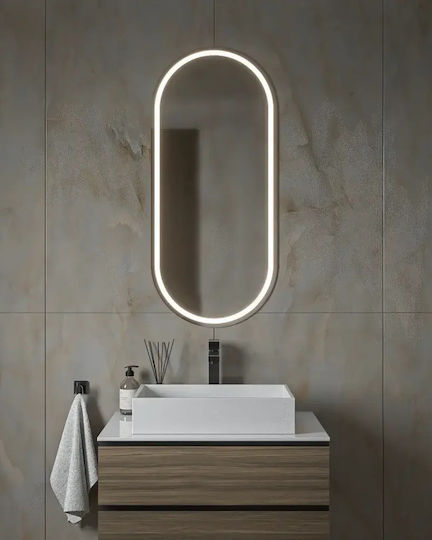 Semi Овално Огледало За Баня LED 40x100см