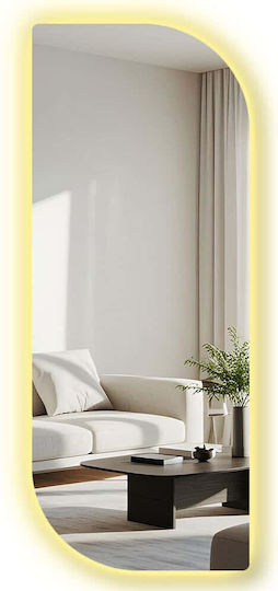 Hanah Home Καθρέπτης Τοίχου Ολόσωμος με Λευκό Πλαστικό Πλαίσιο & LED Φωτισμό 135x52cm