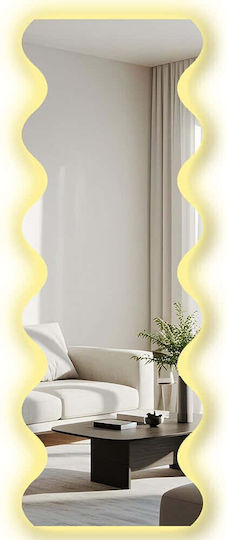 Hanah Home Wandspiegel Ganzkörper Mit Weißem Kunststoffrahmen & LED Beleuchtung 135x52cm