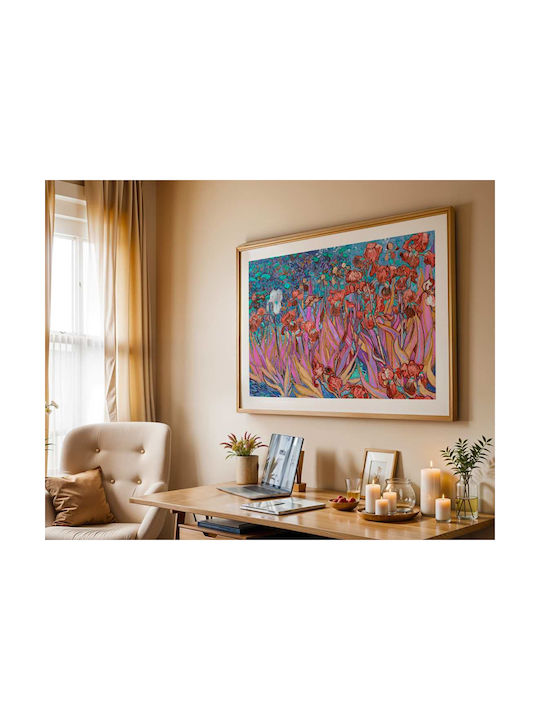 Poster Van Gogh Irises Art110 50cm X 70cm Κορνίζα Φυσικό Ξύλου Μπεζ