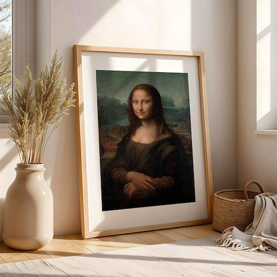 Плакат Леонардо Да Винчи Мона Лиза Art159 50см х 70см Кафява Дървена Рамка