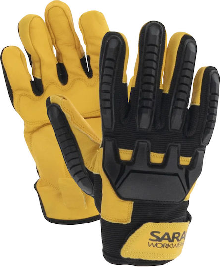 Sara Workwear Safety Gloves Black Leather