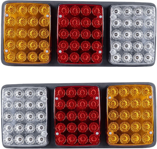 Globostar Tail Light 999-0260 Rear Vehicle LED Light 9W 360lm 180° DC 24V Waterproof IP66 Orange & Red & Cool White 6000K M33 x W2.4 x H14cm Pack of 2 Pieces 1 Year Warranty 999-0260