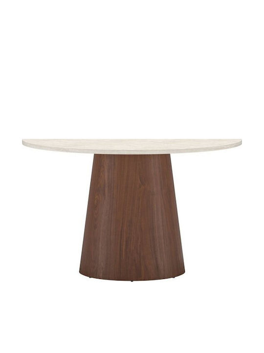 Dallas 3740 Round Extendable Wooden Table Beige Brown 75x75cm