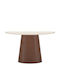 Dallas 3740 Round Extendable Wooden Table Beige Brown 75x75cm