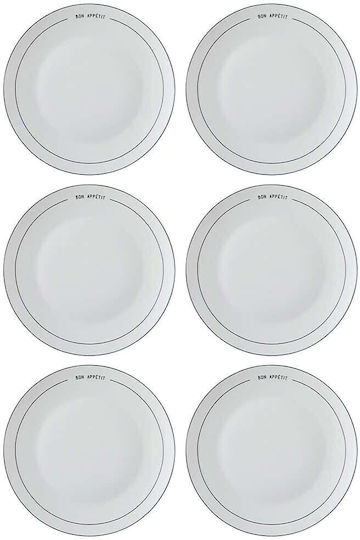 Hermia Shallow Porcelain White Plate Diameter 27cm 6 Pieces