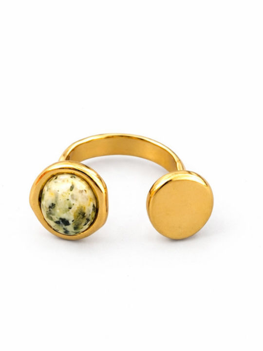Eluna Women's Ring with Stones Made of Gold Plated Steel