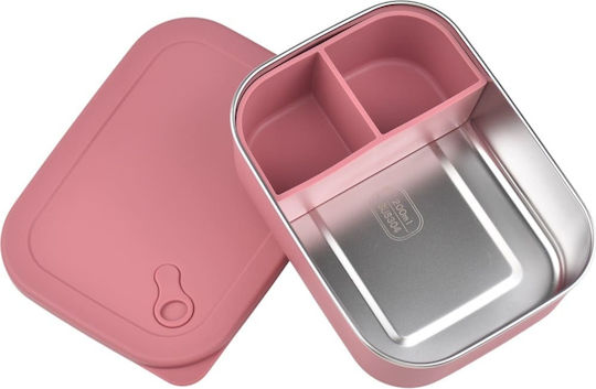 Queen Mother Δοχείο Φαγητού Inox Ροζ με Χωρίσματα 1.2lt