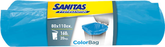 Sanitas Σακούλες Απορριμάτων Χωρητικότητας 160lt Professional 110x80cm 20τμχ Μπλε