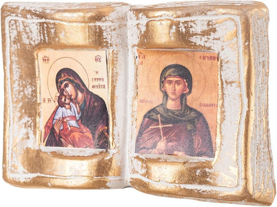 Κεραμική Εικόνα Βιβλίο Κ1007 9.5*6εκ Λευκο-χρυσο