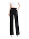 Damen Hochgebirge Stoffhose mit Gummiband in Gerader Bein Stil Schwarz