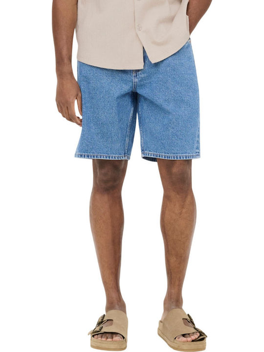 Only & Sons Ανδρική Βερμούδα Τζιν Medium Blue D...