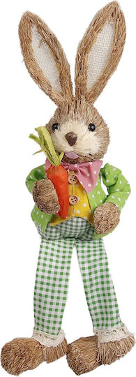 Standing Wicker Rabbit Green Checked Trousers Holding Carrot 44x13x11cm Bunnys 932303