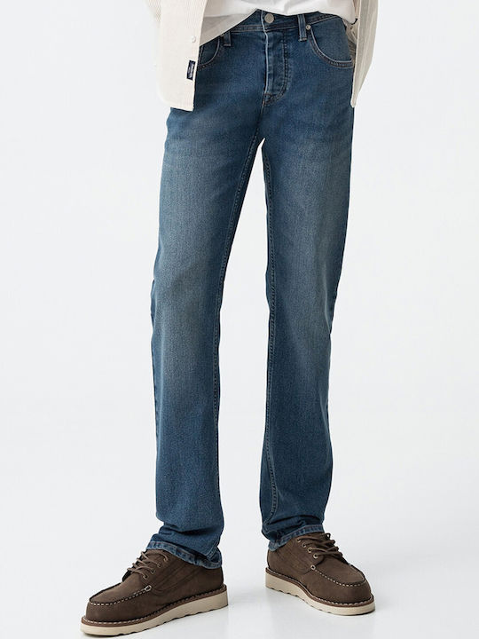 Men's Elastic Jeans Pants with Slim Fit Blue