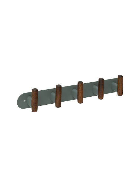 Atmosphera Wall Hanger Wooden 5 Hooks Gray 40x7.5x5.2cm