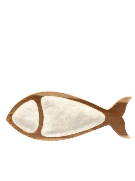 Atmosphera Fish Decorative Platter Wooden Ecru 27x14cm