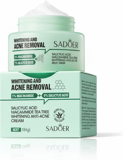 Sadoer Tea Tree Whitening Cremă Hidratantă de Față pentru Îndepărtarea Acneei și Imperfecțiunilor cu Niacinamidă 50gr