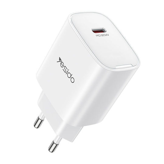 Yesido Wireless Charger with USB-C Port 20W Power Delivery White