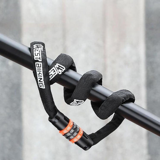 West Biking Fahrradschloss 38 Zoll Fahrradkette Sicherheitsschloss Mit Kombination Für Elektroräder E-Bikes Scooter Schwarz Orange