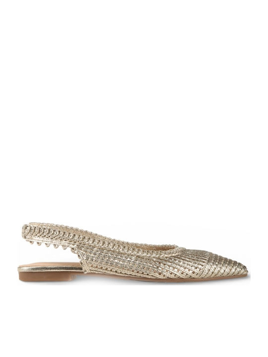 Γυναικείες Μπαλαρίνες Slingback σε Χρυσό Χρώμα