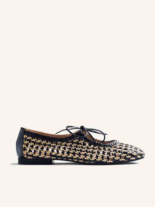 Leather Women's Ballerina Shoes In Black Color