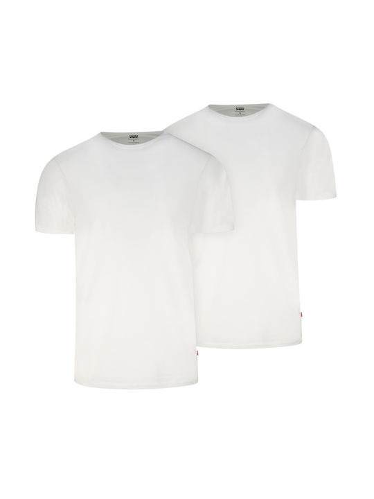 Levi's Ανδρικές Φανέλες Κοντομάνικες Λευκο 2Pack