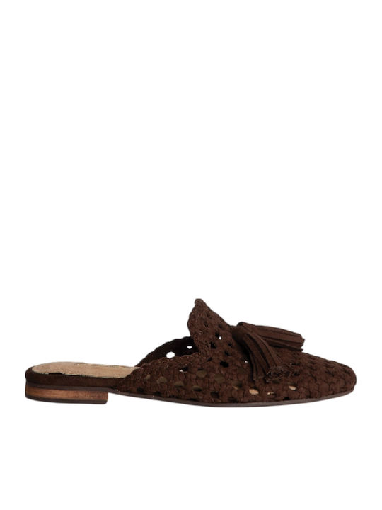 Corina Mules with Low Heel in Brown Colour