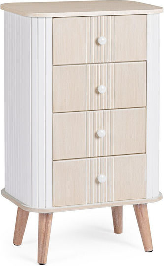 Wooden Bedroom Chest Of Drawers Vesly White 45x30x75.5cm