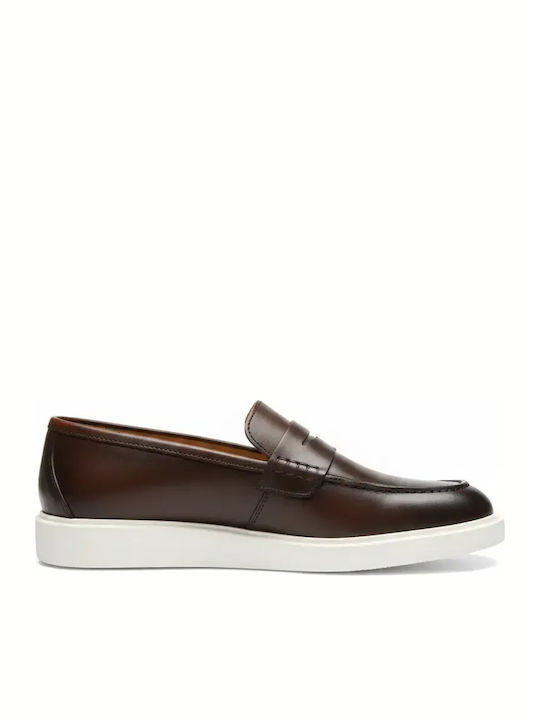 Leather Men's Moccasins In Brown Color