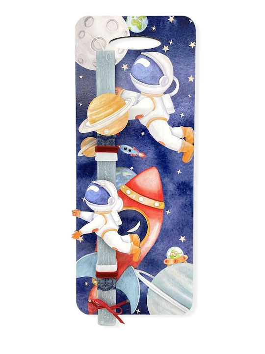 Easter Candle Astronaut Hanging Wooden Frame 35cm